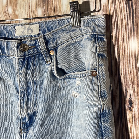 We The Free Jeans-Women's Straight Wide Leg Distressed High Rise 26 - Picture 5 of 11